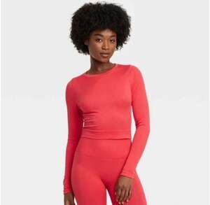 All In Motion Women's Sz Medium Coral Seamless Long Sleeve Top